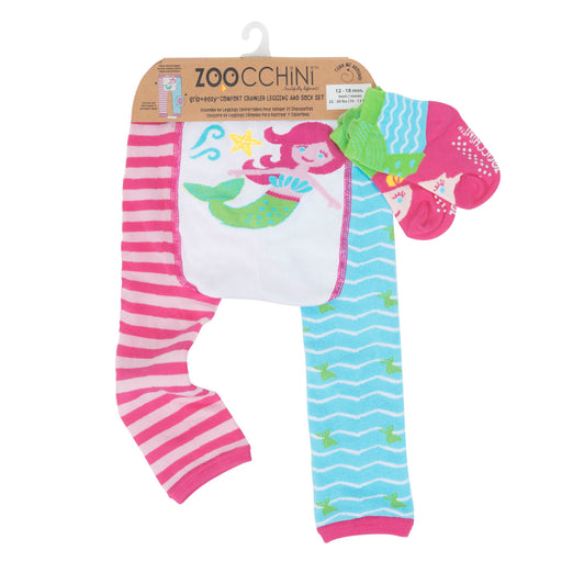 Zoocchini Grip+Easy Crawler Pants & Socks Set Mermaid