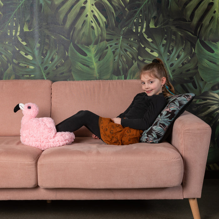 Noxxiez - Λούτρινη Παντόφλα καναπέ για 2 πέλματα Flamingo