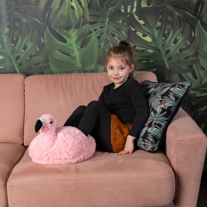 Noxxiez - Λούτρινη Παντόφλα καναπέ για 2 πέλματα Flamingo