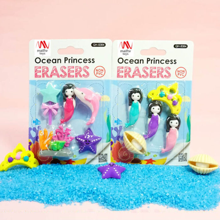 Σετ Σχολικές Γόμες -  Fancy Eraser Set: Ocean Princess
