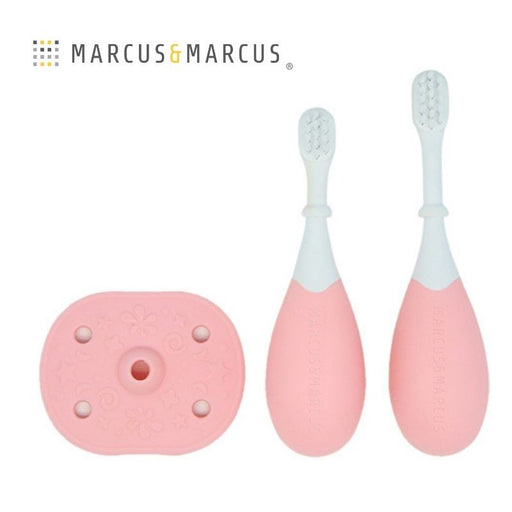 Marcus & MarcusΟδοντόβουρτσες σιλικόνης Set 2 τμχ. με 3 Στάδια Ανάπτυξης Palm Ροζ
