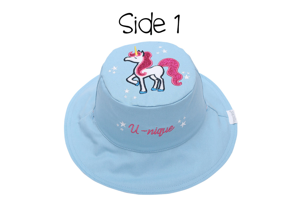 FlapJackKids Καπέλο Διπλής Όψης UPF 50+ – Rainbow/Unicorn (Cotton)