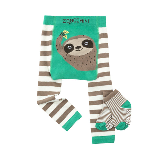 Zoocchini Grip+Easy Crawler Pants & Socks Set Sloth