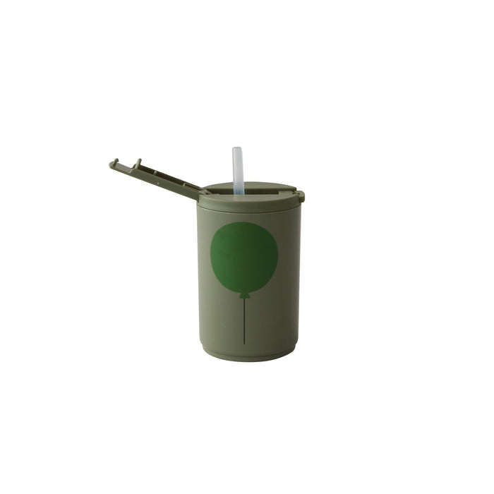 Design Letters: Ποτηράκι Tritan με καλαμάκι 330ml Green Balloon