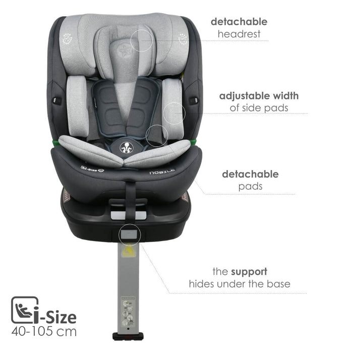 Bebe Stars Περιστρεφόμενο Κάθισμα Αυτοκινήτου 360° Nobile  i-Size με Isofix 40-150cm Ice Grey