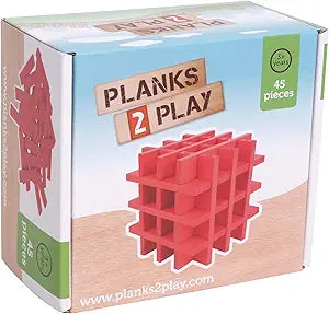 Planks 2 Play Κόκκινα Ξύλινα Τουβλάκια Σε Κουτί45τεμ