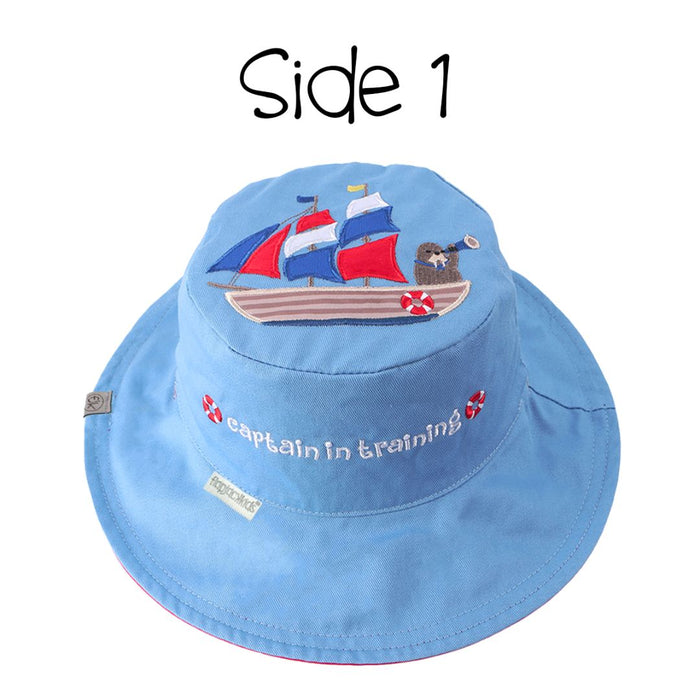 FlapJackKids Καπέλο Διπλής Όψης UPF 50+ –Tall Ship/Lighthouse (Cotton)