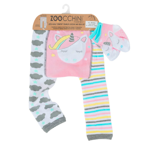 Zoocchini Grip+Easy Crawler Pants & Socks Set Alicorn