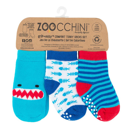 Zoocchini Grip+Easy™ Καλτσάκια Σέρμαν ο Καρχαρίας 3 τεμ