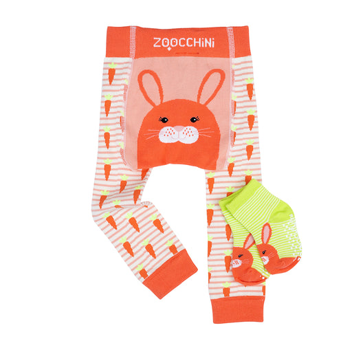 Zoocchini Grip+Easy Crawler Pants & Socks Set Bunny
