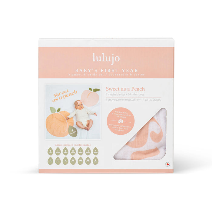 Lulujo Σετ Μουσελίνα & Κάρτες Milestone Sweet as Peach