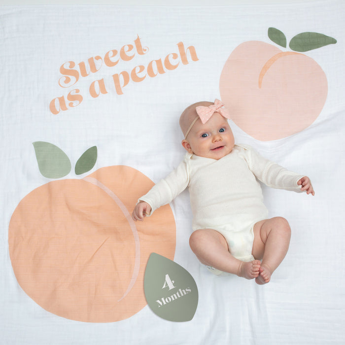 Lulujo Σετ Μουσελίνα & Κάρτες Milestone Sweet as Peach