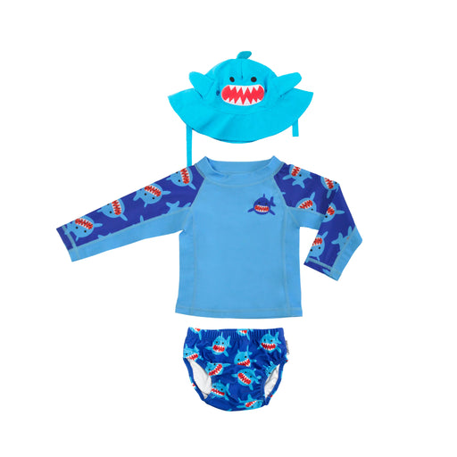 Zoocchini Σετ UV Μαγιό-Καπέλο-Μπλούζα Sherman the Shark