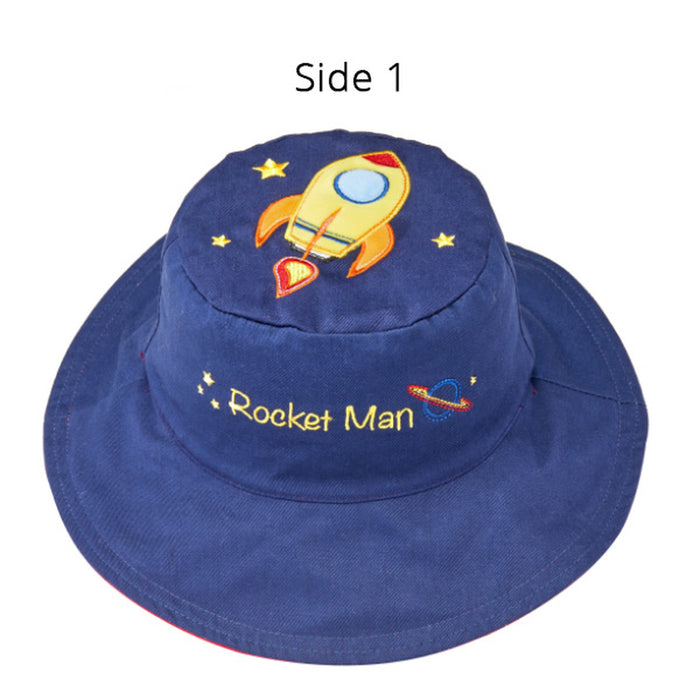 FlapJackKids Καπέλο Διπλής Όψης UPF 50+ – Rocket/Robot (Cotton)