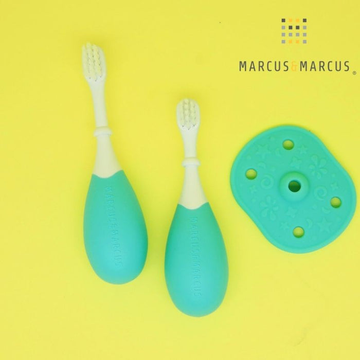 Marcus & MarcusΟδοντόβουρτσες σιλικόνης Set 2 τμχ. με 3 Στάδια Ανάπτυξης Palm Μπλε