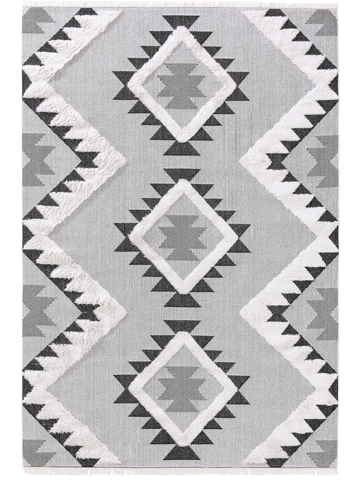 Cotton Rug Oslo Grey Shapes 150x230 cm