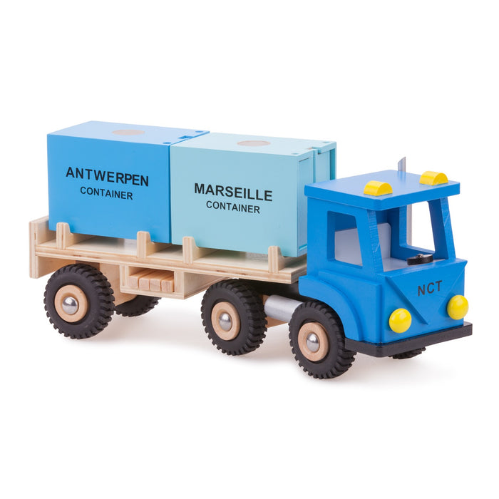 New Classic Toys Ξύλινο Φορτηγό με 2 Κοντέινερ