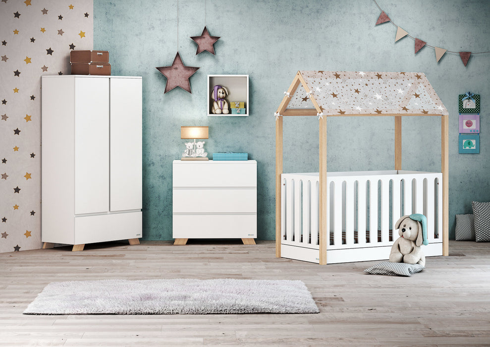 Casababy Βρεφικό Κρεβάτι Μετατρεπόμενο Σε Παιδικό Montessori Natural-White