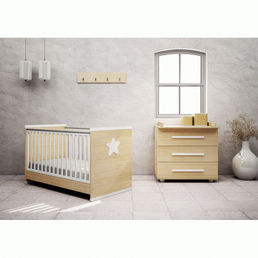 Casababy Βρεφικό Κρεβάτι Μετατρεπόμενο Σε Παιδικό Primo White-Natural