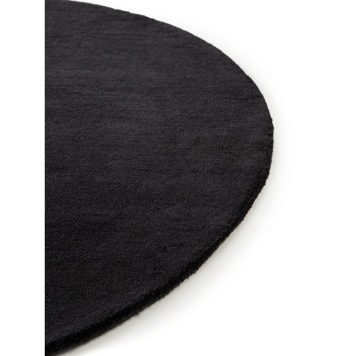 Round Wool Rug Bent Charcoal