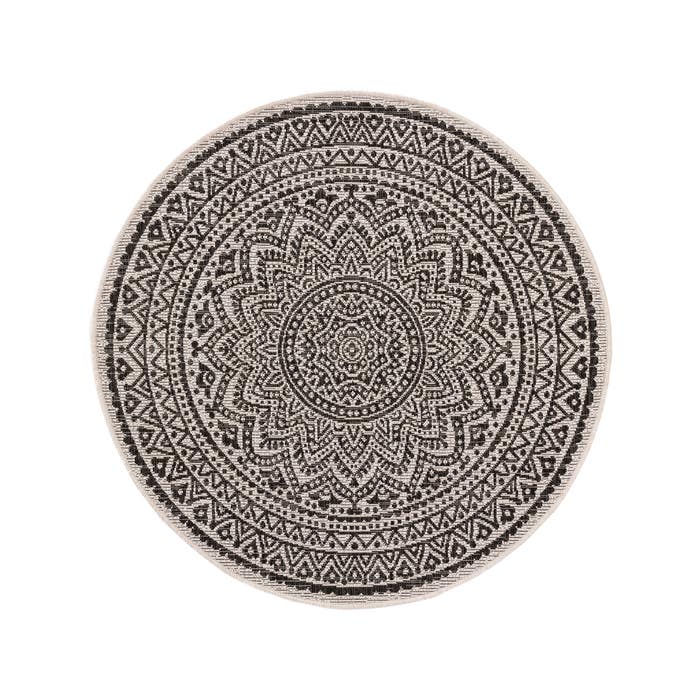 In- & Outdoor Round Rug Cleo Geometric White/Black