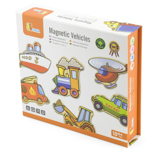 Viga Toys Ξύλινα Μαγνητάκια Οχήματα- 20 Τεμάχια