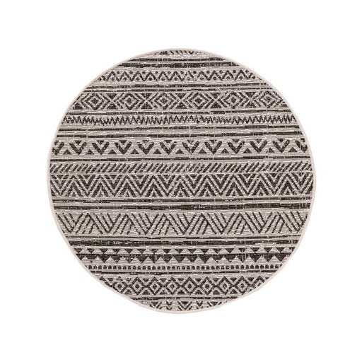 In- & Outdoor Round Rug Cleo Shapes White/Black 4