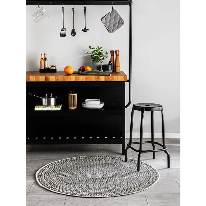 In- & Outdoor Round Rug Cleo Border Charcoal