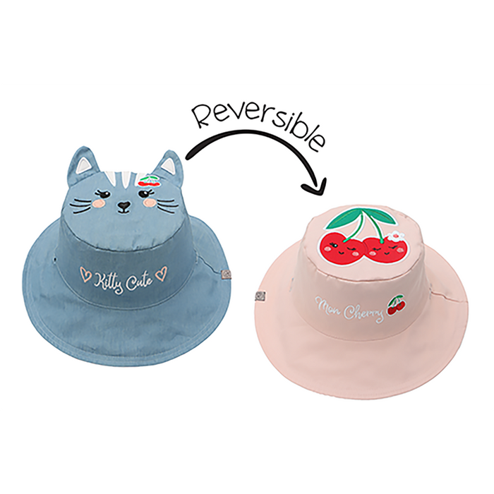 FlapJackKids Καπέλο Διπλής Όψης UPF 50+ –  Cat/Cherry (Cotton)