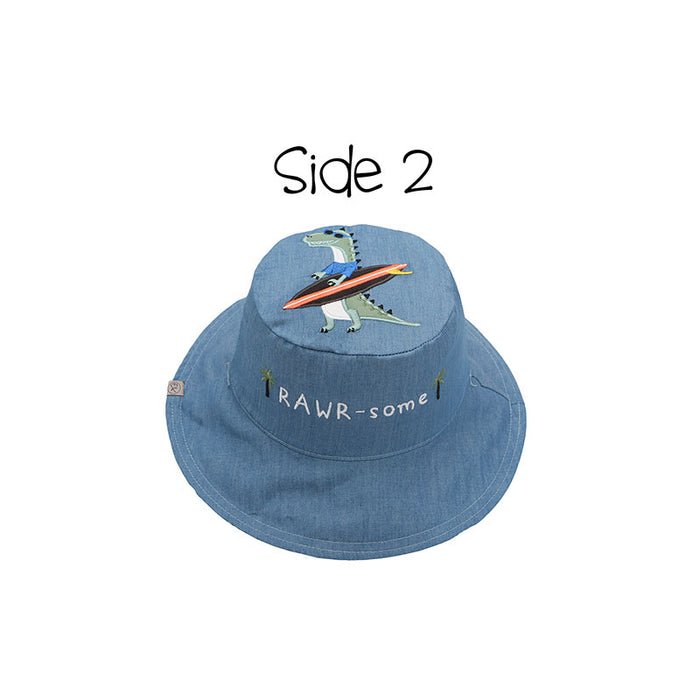 FlapJackKids Καπέλο Διπλής Όψης UPF 50+ –  Dino/Surf (Cotton)