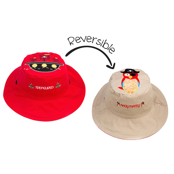 FlapJackKids Καπέλο Διπλής Όψης UPF 50+ – Pirate/Parrot (Cotton)