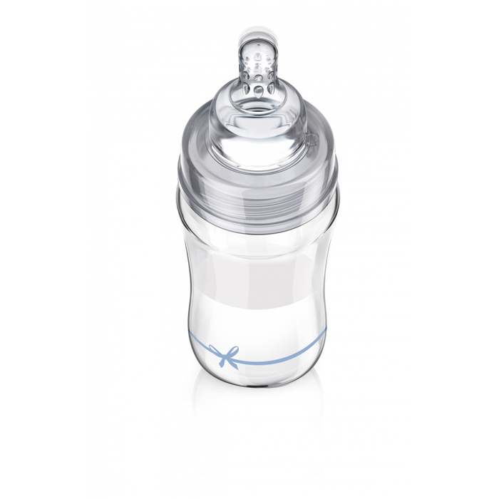 Lovi Diamond Γυάλινο Μπιμπερό με Θηλή Σιλικόνης Baby Shower 250ml 3m+