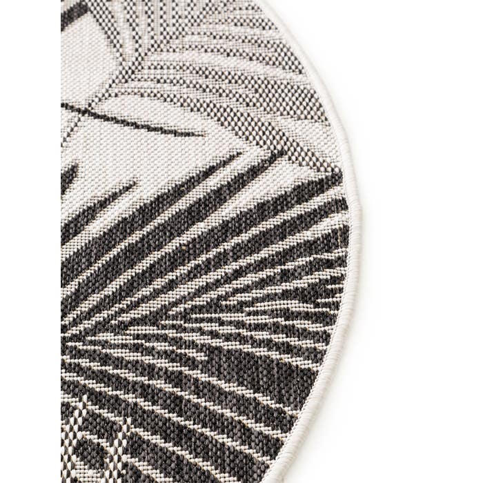In- & Outdoor Round Rug Cleo Leaves Black