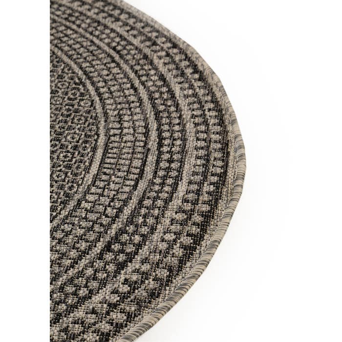 In- & Outdoor Round Rug Cleo Border Charcoal