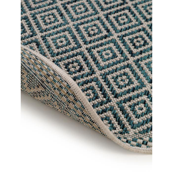 In- & Outdoor Round Rug Cleo Rhombus Blue