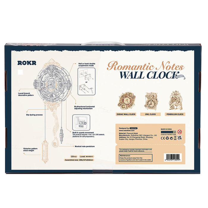 Robotime "Romantic Notes – Wall Clock"
