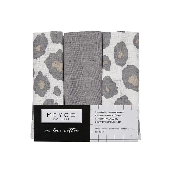 Meyco Face Cloths 3τμχ 30x30 cm Panther Neutral/Gray